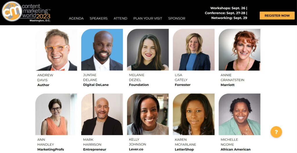 Example of Speakers at Conferences Content Marketing World