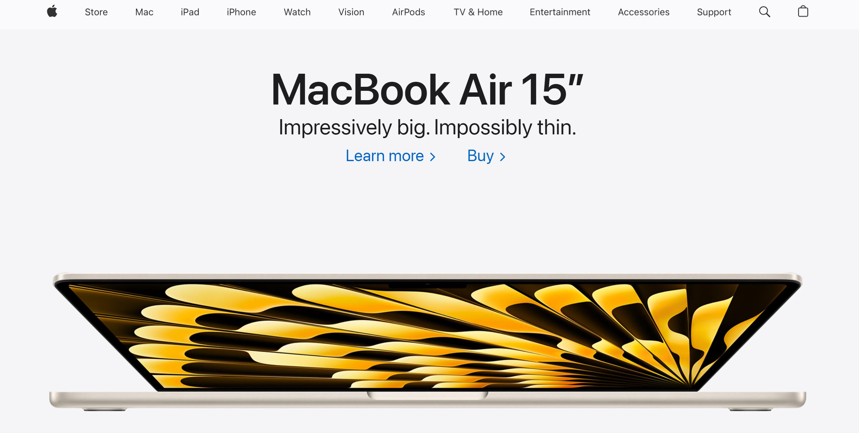 Above the Fold Example Apple Home Page