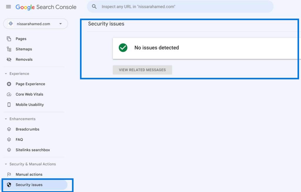 Google Search Console Search Security Issues Report
