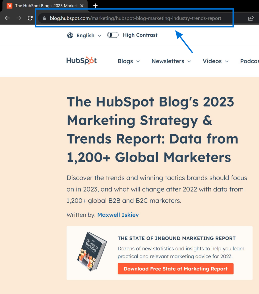 Example of Descriptive File Name URL Structure HubSpot Example