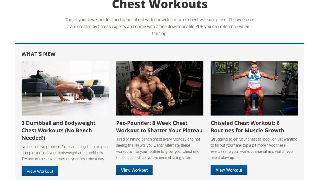 Muscle and Strength Chest Workouts Page