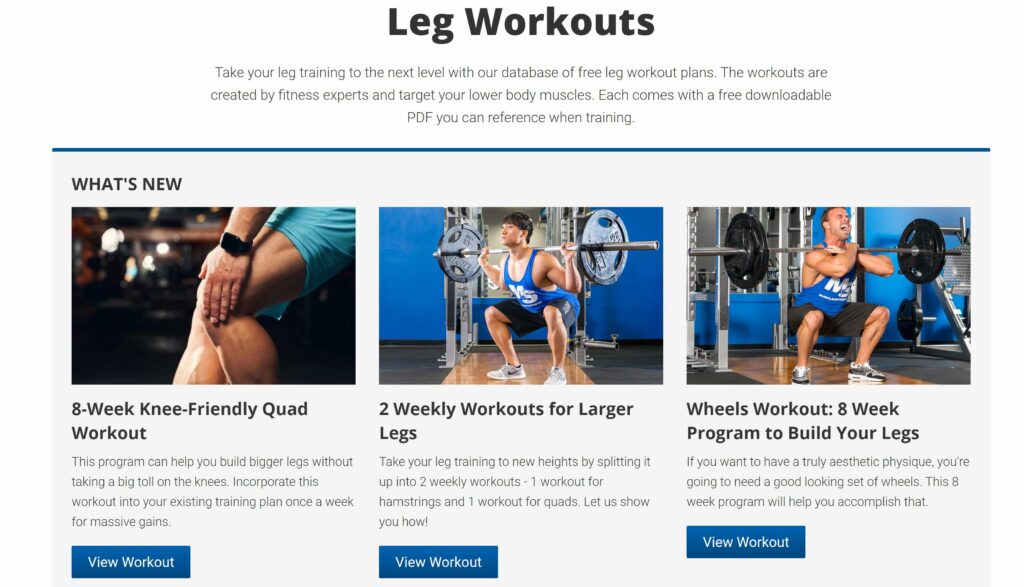 Muscle and Strength Leg Workouts Page