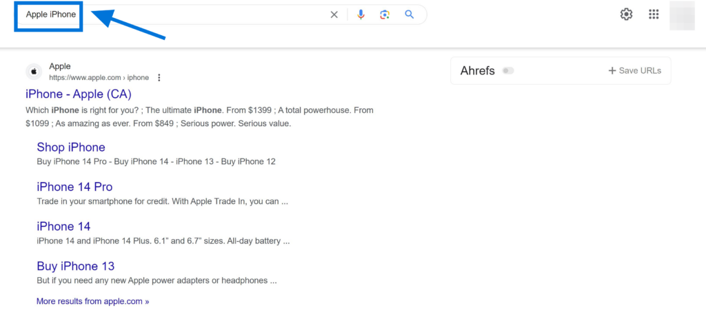 Branded Keywords Example "Apple iPhone"