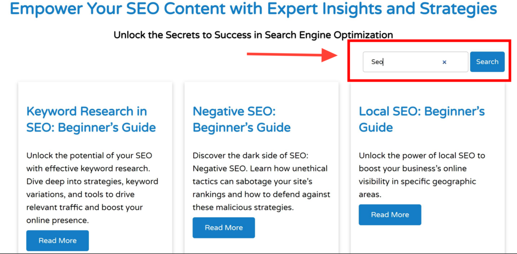 Conducting a Site Search